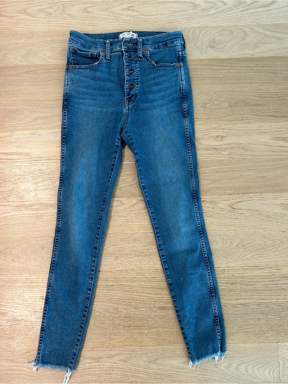 Madewell Medium Blue Skinny Jeans with Button-Fly